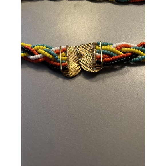 Braided Bead Belt With Heart Buckles, Handmade 44 Inches Long